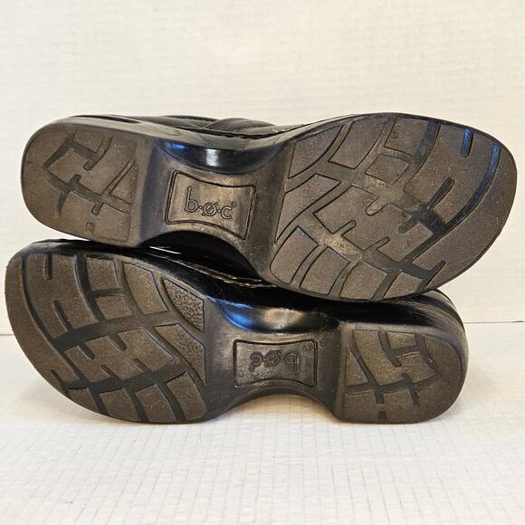 Women's Black Textured Leather B.O.C. Peggy Slip On Platform Clogs Size 8/39 - Picture 5 of 14